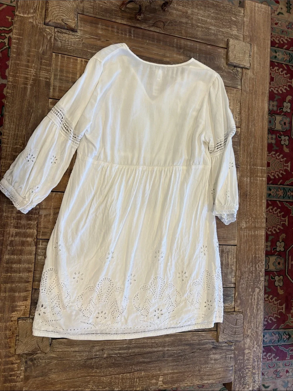 Tommy Bahama Split neck White Eyelet Cotton  Dress Swim Cover Up  L - Picture 6 of 7